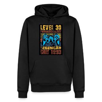 LEVEL 30, 30. Geburtstag, Legendär seit 1993 - Männer Premium Bio Hoodie - Schwarz - Vorne - Nico (187cm)