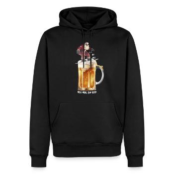 Ho Ho hol mir mal ein Bier Weihnachtsmann Surfen - Männer Premium Bio Hoodie - Schwarz - Vorne - Nico (187cm)