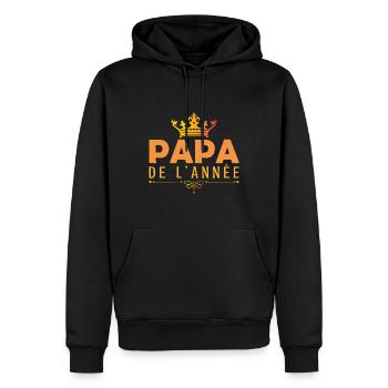 Fête des pères, Papa de l’année cadeau pour papa ! - Sweat à capuche Premium bio Homme - noir - Devant - Nico (187cm)