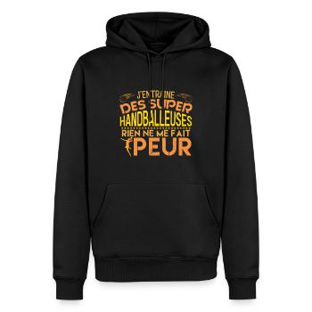 coach handball Cadeau pour le coach Handball !! - Sweat à capuche Premium bio Homme - noir - Devant - Nico (187cm)