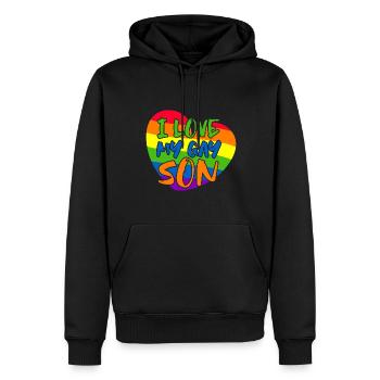 J’aime mes parents LGBT de fils gays - Sweat à capuche Premium bio Homme - noir - Devant - Nico (187cm)