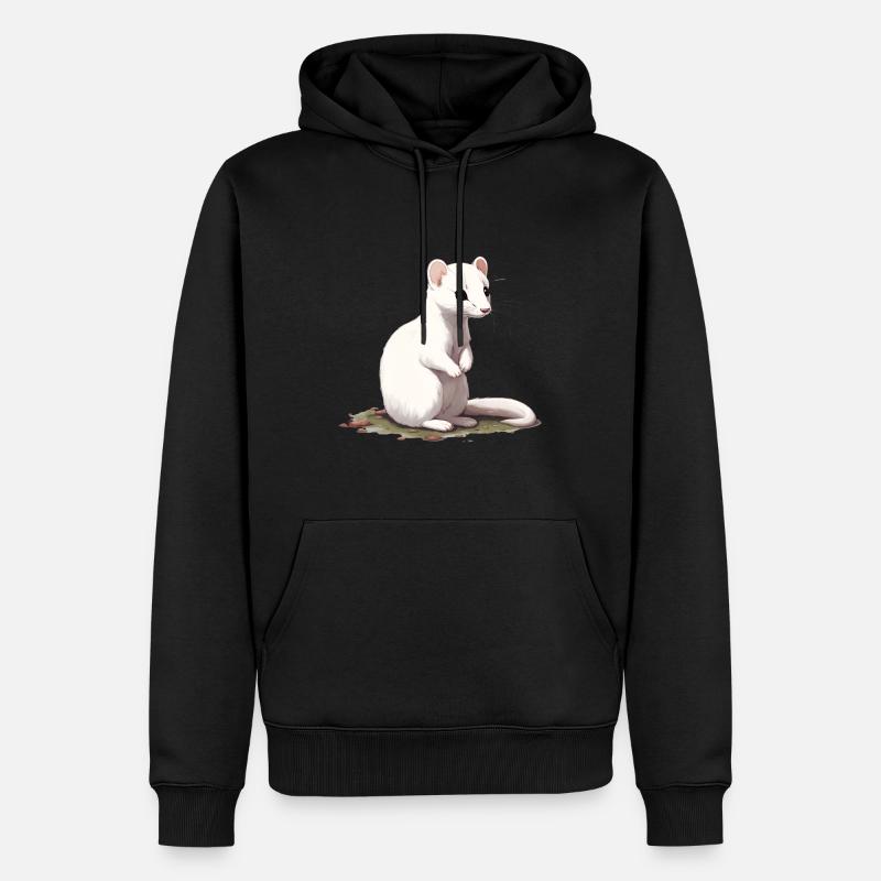 Hermelin sitzend - Männer Premium Bio Hoodie - Schwarz