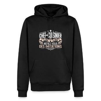 Cuisinier le seul Cuisinier le vrai Cuisinier - Sweat à capuche Premium bio Homme - noir - Devant - Nico (187cm)