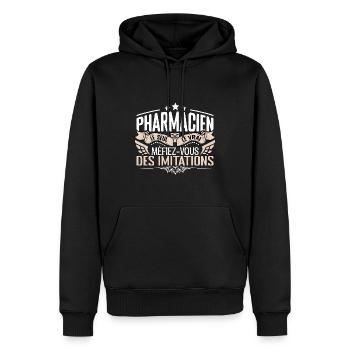 Pharmacien le seul Pharmacien le vrai Pharmacien - Sweat à capuche Premium bio Homme - noir - Devant - Nico (187cm)