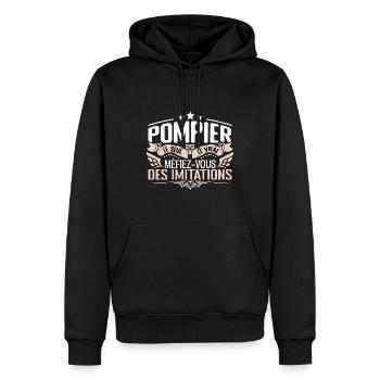 Pompier le seul Pompier le vrai Pompier - Sweat à capuche Premium bio Homme - noir - Devant - Nico (187cm)