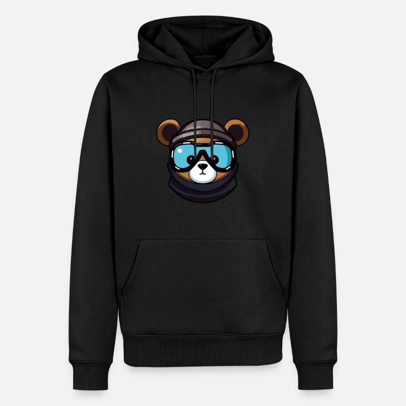 Bear Snowboard Ski Goggles Comic - Sweat à capuche Premium bio Homme - noir
