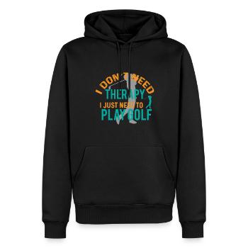 Ich Brauche Keine Therapie, Ich Muss Nur Golf - Männer Premium Bio Hoodie - Schwarz - Vorne - Nico (187cm)