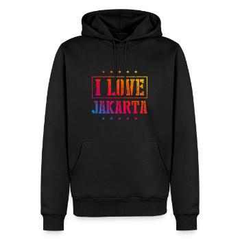 J’adore Jakarta - Sweat à capuche Premium bio Homme - noir - Devant - Nico (187cm)