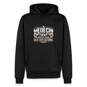 Médecin le seul Médecin le vrai Médecin - Sweat à capuche Premium bio Homme - noir - Devant - Nico (187cm)