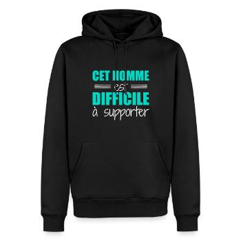 Dieser Mann ist schwer zu ertragen - Männer Premium Bio Hoodie - Schwarz - Vorne - Nico (187cm)