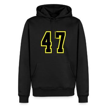 47 Zahl Trikot - Männer Premium Bio Hoodie - Schwarz - Vorne - Nico (187cm)