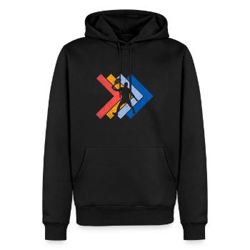 Retro Padel Spieler Motiv mit Padelspieler - Männer Premium Bio Hoodie - Schwarz - Vorne - Nico (187cm)