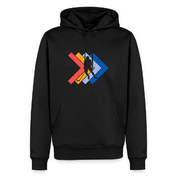 Retro Floorball Spieler Motiv Unihockey - Männer Premium Bio Hoodie - Schwarz - Vorne - Nico (187cm)