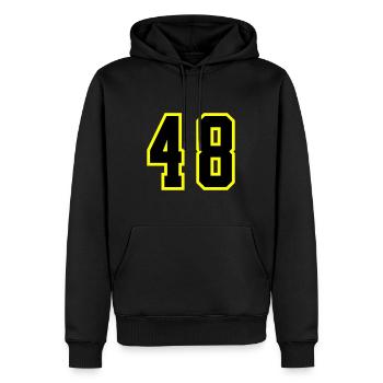 48 Zahl Trikot - Männer Premium Bio Hoodie - Schwarz - Vorne - Nico (187cm)