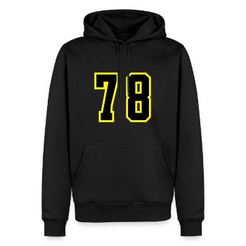 78 Zahl Trikot - Männer Premium Bio Hoodie - Schwarz - Vorne - Nico (187cm)