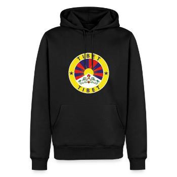Tibet - Männer Premium Bio Hoodie - Schwarz - Vorne - Nico (187cm)