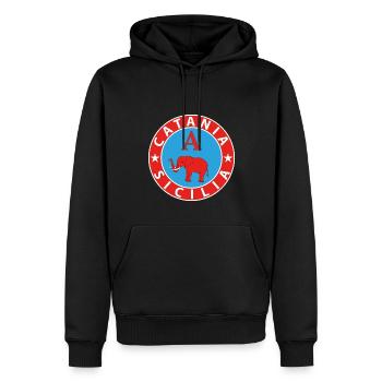 Catania - Männer Premium Bio Hoodie - Schwarz - Vorne - Nico (187cm)