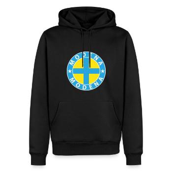 Modena - Men’s Premium Organic Hoodie - black - Front - Nico (187cm)