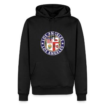 Los Angeles - Männer Premium Bio Hoodie - Schwarz - Vorne - Nico (187cm)