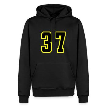 Maillot à 37 numéros - Sweat à capuche Premium bio Homme - noir - Devant - Nico (187cm)