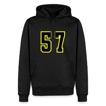 57 Zahl Trikot - Männer Premium Bio Hoodie - Schwarz - Vorne - Nico (187cm)
