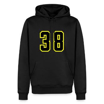 38 Zahl Trikot - Männer Premium Bio Hoodie - Schwarz - Vorne - Nico (187cm)