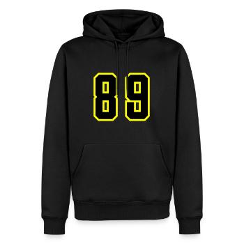 89 Zahl Trikot - Männer Premium Bio Hoodie - Schwarz - Vorne - Nico (187cm)