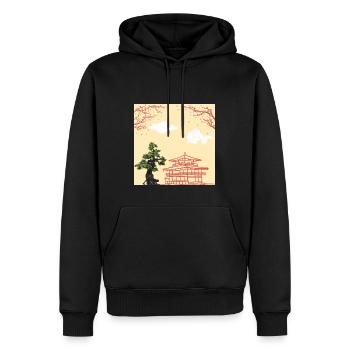 Nihon no jinja - Temple Japonais - Sweat à capuche Premium bio Homme - noir - Devant - Nico (187cm)