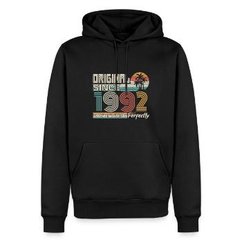 1992 Jubiläum 1992 geboren 1992 Jubiläum - Männer Premium Bio Hoodie - Schwarz - Vorne - Nico (187cm)