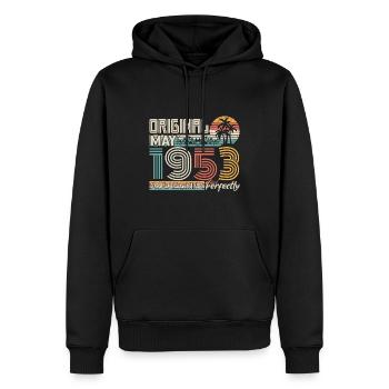 Mai 1953 anniversaire Mai 1953 cadeau 1953 - Sweat à capuche Premium bio Homme - noir - Devant - Nico (187cm)