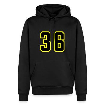 36 Number Leotard - Men’s Premium Organic Hoodie - black - Front - Nico (187cm)