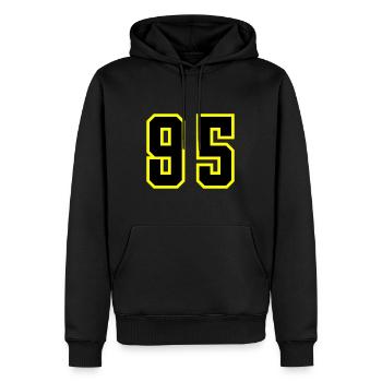 95 Zahl Trikot - Männer Premium Bio Hoodie - Schwarz - Vorne - Nico (187cm)