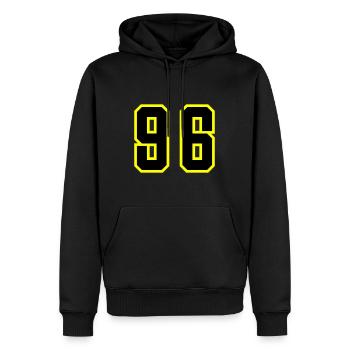 96 Number Leotard - Men’s Premium Organic Hoodie - black - Front - Nico (187cm)