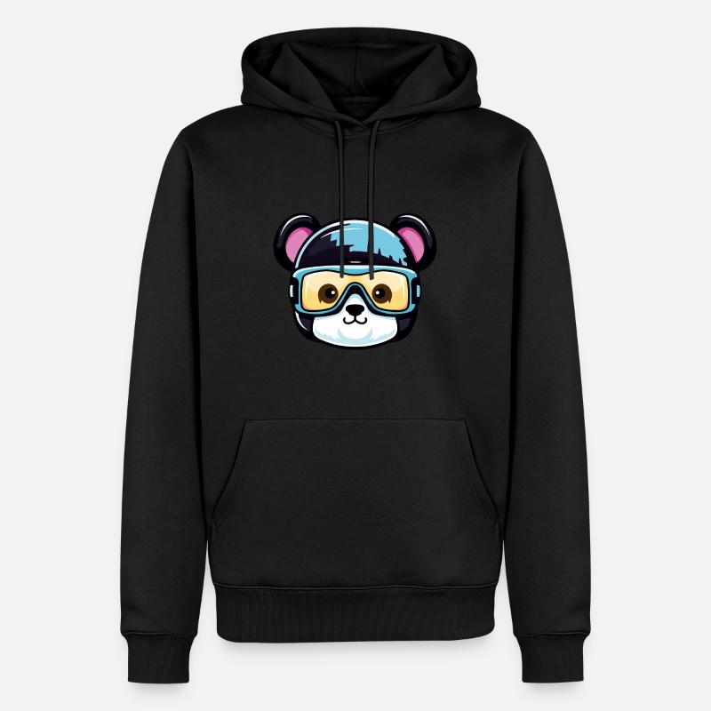 Bear Ski Goggles Comic - Sweat à capuche Premium bio Homme - noir