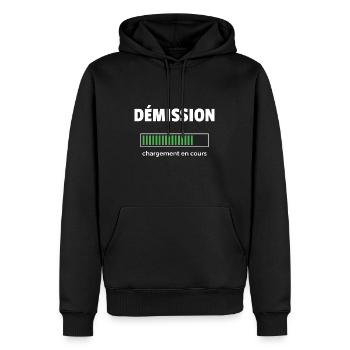 démission chargement en cours - Sweat à capuche Premium bio Homme - noir - Devant - Nico (187cm)