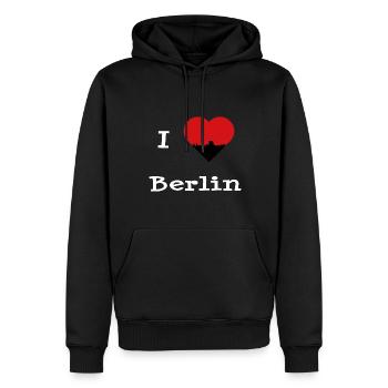 J’adore la silhouette du cœur de la tour de télévision de Berlin - Sweat à capuche Premium bio Homme - noir - Devant - Nico (187cm)