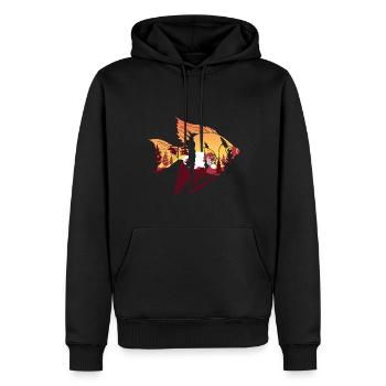 Wald Bäume Angeln Geschenk Sonnenuntergang Fisch - Männer Premium Bio Hoodie - Schwarz - Vorne - Nico (187cm)