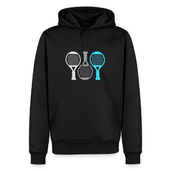 Padel Raquette Motif Padel Joueur de tennis - Sweat à capuche Premium bio Homme - noir - Devant - Nico (187cm)