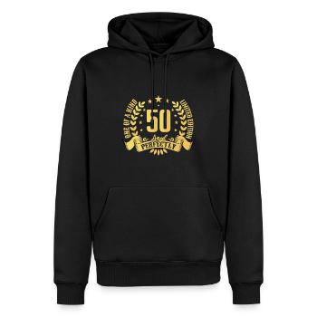 50 years birthday gift 50 years - Men’s Premium Organic Hoodie - black - Front - Nico (187cm)