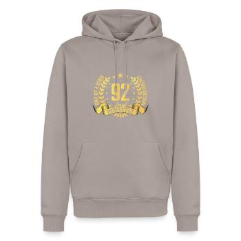 92 years birthday gift 92 years - Men’s Premium Organic Hoodie - taupe - Front - Nico (187cm)