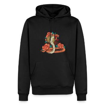 Vintage Rosen Schlange Geschenk Reptil Kobra - Männer Premium Bio Hoodie - Schwarz - Vorne - Nico (187cm)