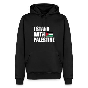 I stand with palestine - Sweat à capuche Premium bio Homme - noir - Devant - Nico (187cm)