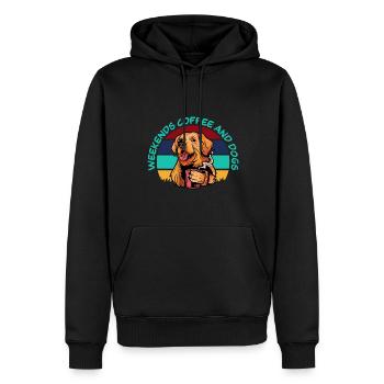 Week-ends Café Et Chiens - Sweat à capuche Premium bio Homme - noir - Devant - Nico (187cm)