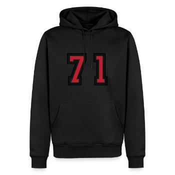 71 Zahl Symbol - Männer Premium Bio Hoodie - Schwarz - Vorne - Nico (187cm)
