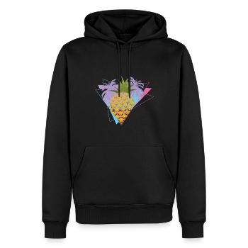 Tropische Frucht Geschenk 90er Vaporwave Ananas - Männer Premium Bio Hoodie - Schwarz - Vorne - Nico (187cm)