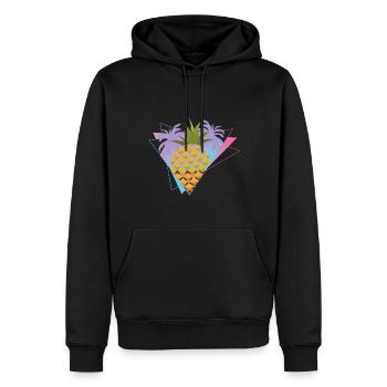 80er Synthwave Frucht Geschenk Vaporwave Ananas - Männer Premium Bio Hoodie - Schwarz - Vorne - Nico (187cm)