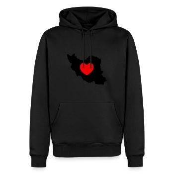 iran amour cœur - Sweat à capuche Premium bio Homme - noir - Devant - Nico (187cm)