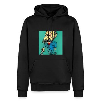 Vieil Homme au parapluie - Sweat à capuche Premium bio Homme - noir - Devant - Nico (187cm)