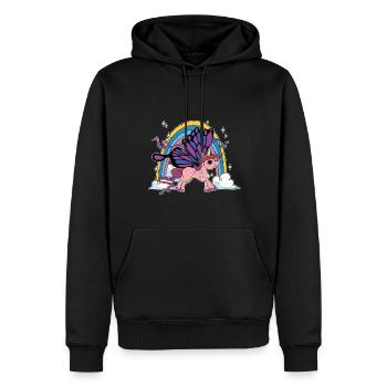 Fantasy Tier Regenbogen Schmetterling Einhorn - Männer Premium Bio Hoodie - Schwarz - Vorne - Nico (187cm)