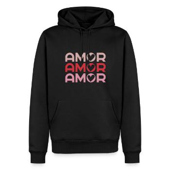 Amor süßer Valentinstag - Männer Premium Bio Hoodie - Schwarz - Vorne - Nico (187cm)